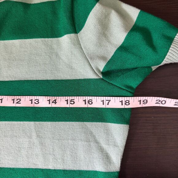 Elhoffer Top Women Large Detective Green Striped Polo Costume Cosplay Knit Shirt - Picture 9 of 11